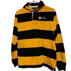Thiel College Size Medium Long Sleeved Hooded Polo Shirt